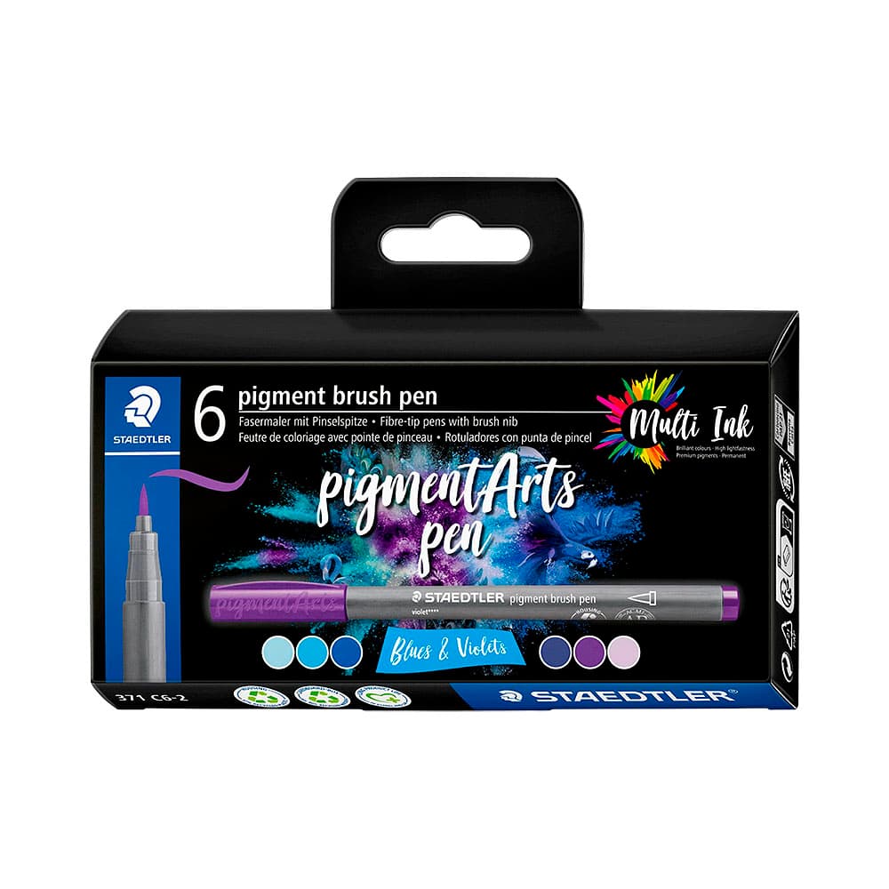 Anúncio: MARCADOR ROTULADOR STAEDTLER PIGMENT ARTS BRUSH PEN BLUES & VIOLETS 371 C6-2 6 UNIDADES