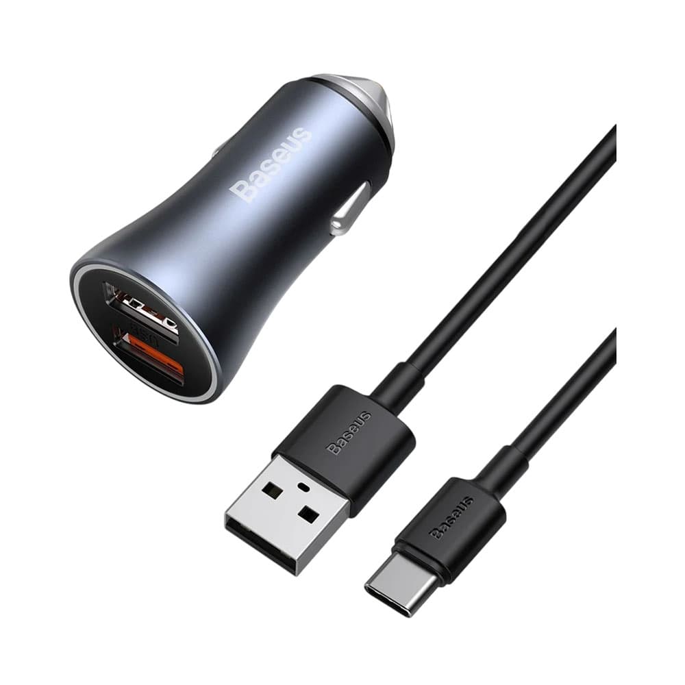 Anúncio: KIT CARGADOR DE AUTO BASEUS TZCCJD-A0G CON CABLE USB-A A USB-C