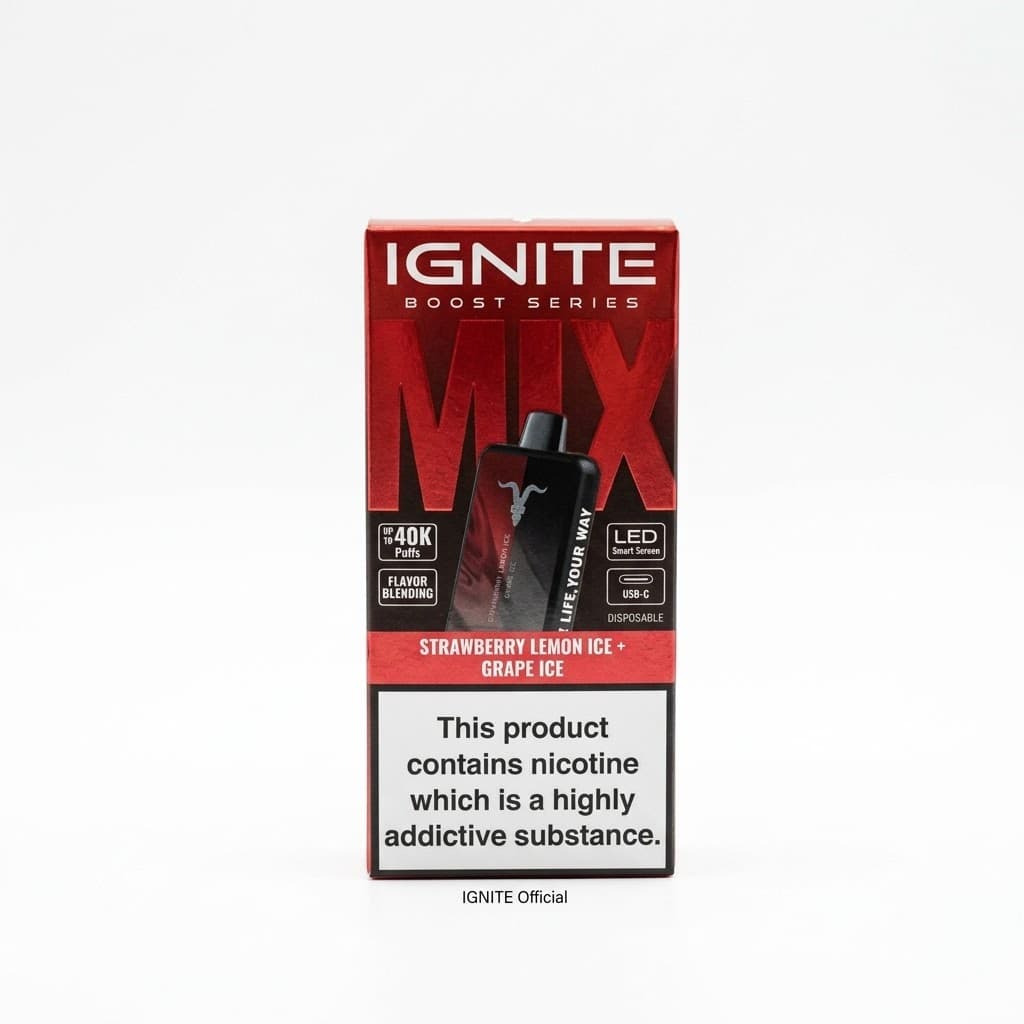Anúncio: Ignite Vaper Desechable Mix Boost Series 40K Strawberry Lemon Ice/grape Ice