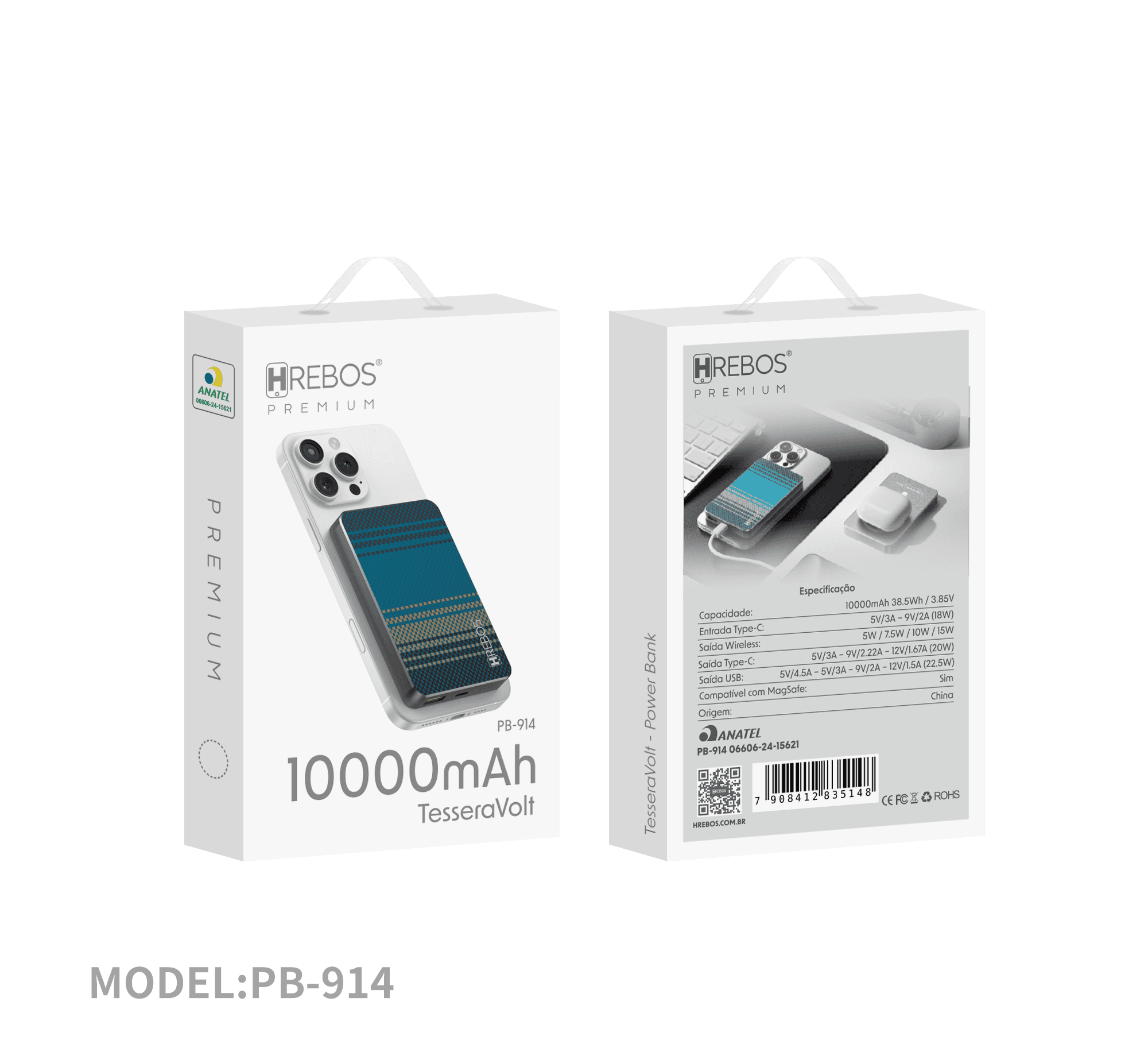 Anúncio: Hrebos Cargador Portatil PB-914 Premiun 10000MAH 38.5W Blue/black