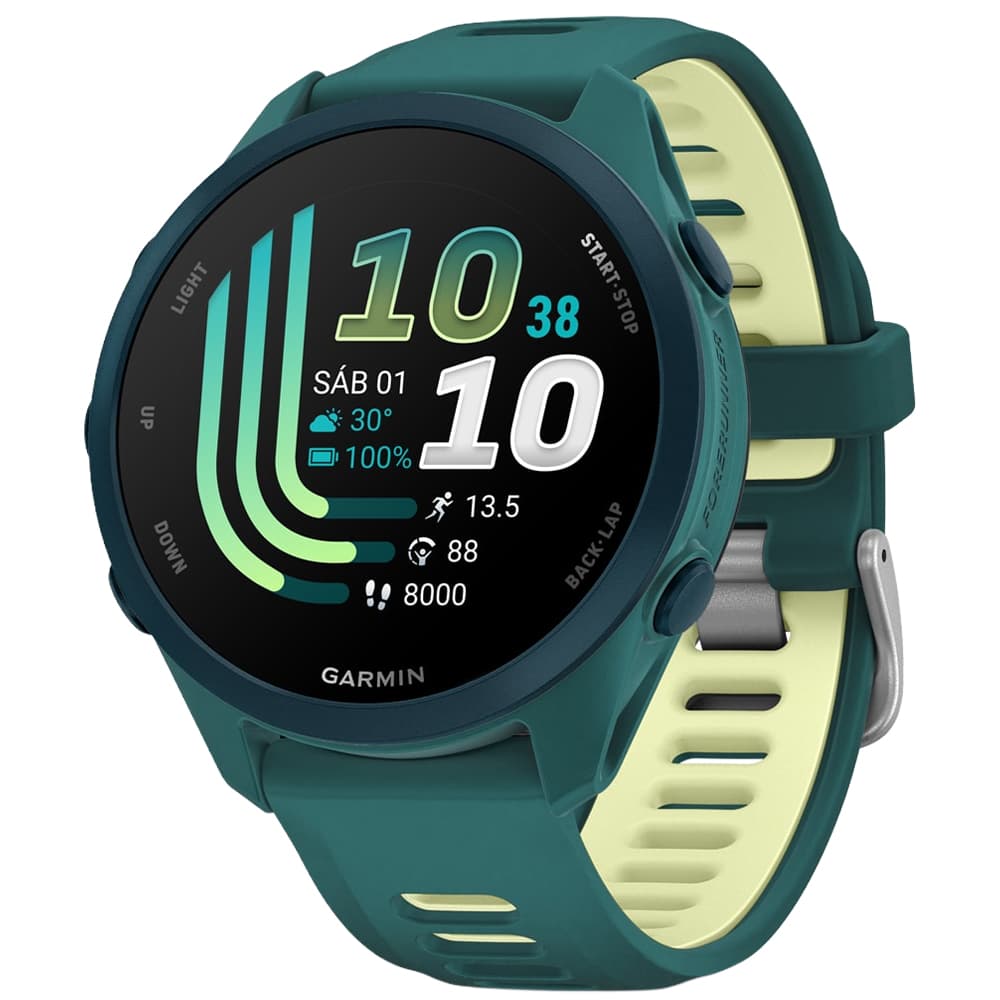 Anúncio: Smartwatch Garmin Forerunner 170 Music 010-03920-12 de 42.6mm com AMOLED 1.2 / 4GB / GPS / 5 ATM / Wi-Fi - Teal Green