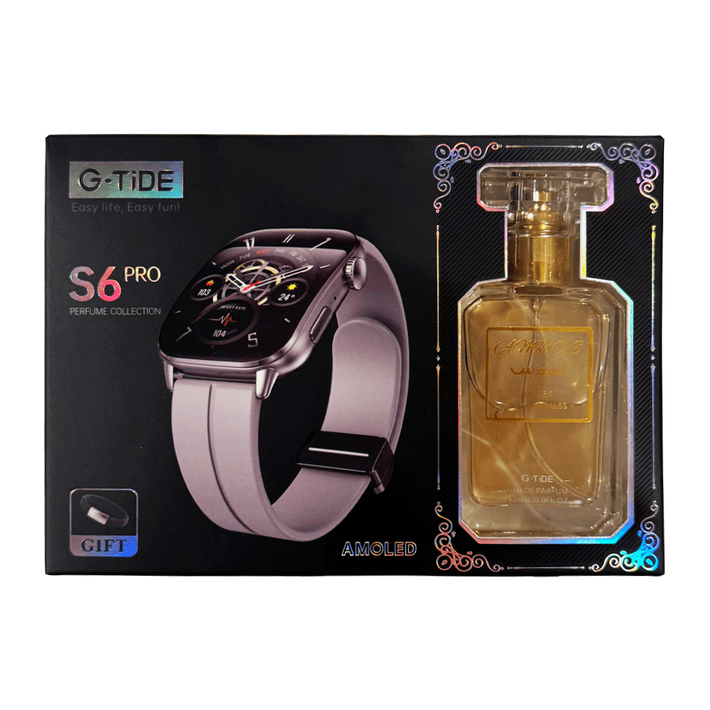 Anúncio: Smartwatch G-Tide S6 Pro com Tela Curva AMOLED 1.95 / IP68 / 300 mAh - Gold + Perfume AMBOS