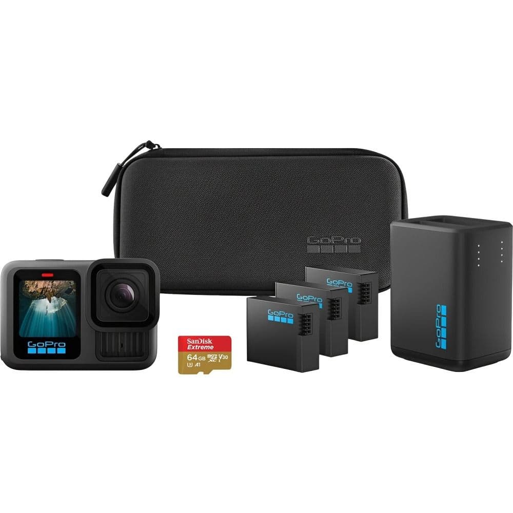 Anúncio: Câmera de Ação GoPro Hero 13 Power Bundle CHDRB-134-RW com 27.6MP GP2 Chip / Video 5.3K a 60fps / 2 Telas / GPS / Wi-Fi 6 - Black