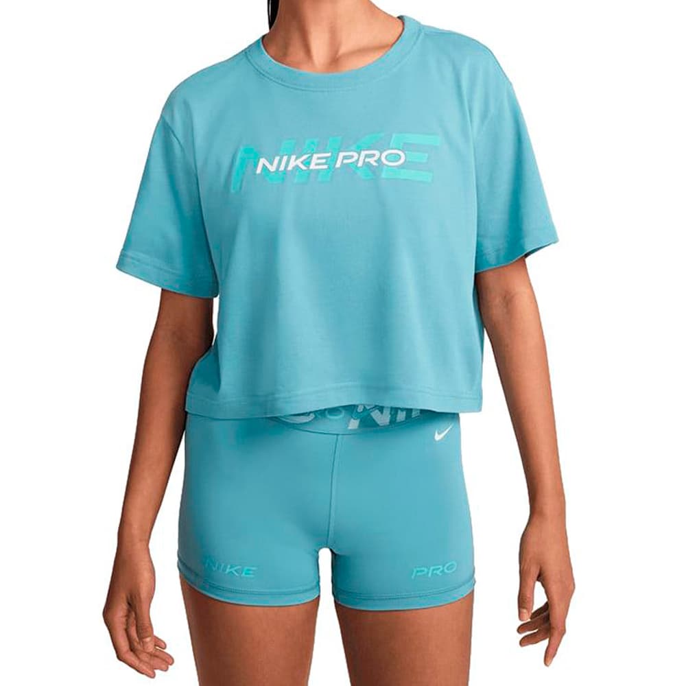 Anúncio: Camiseta Nike Feminino Pro Sleeve Cropped Denim M Turquesa – HF0762464