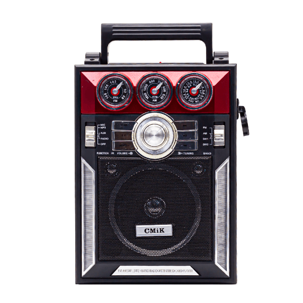 Anúncio: Rádio CMIK MK-938 com AM, FM, Entrada USB, SD/MC, Microfone, Controle Remoto, Recarregável - Vermelho