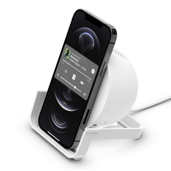 Anúncio: Suporte de Carregamento Sem Fio 10w + alto-falante Belkin - Branco