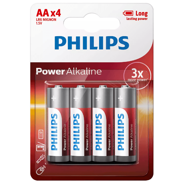 Anúncio: Pilha Alcalina AA Philips Power Alkaline LR6P4B / 97 1.5V - 4 Unidades