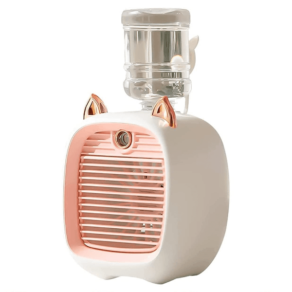 Anúncio: Mini Ventilador de Ar Refrigerado Little Fox FC-6602A Portatil / 1200Mah / Recarregavel - Branco/Rosa