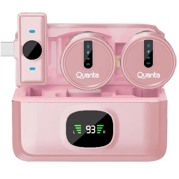 Anúncio: Microfone Sem Fio Quanta QTMDM30 para Smartphone / 2 Microfones / USB-C - Rosa