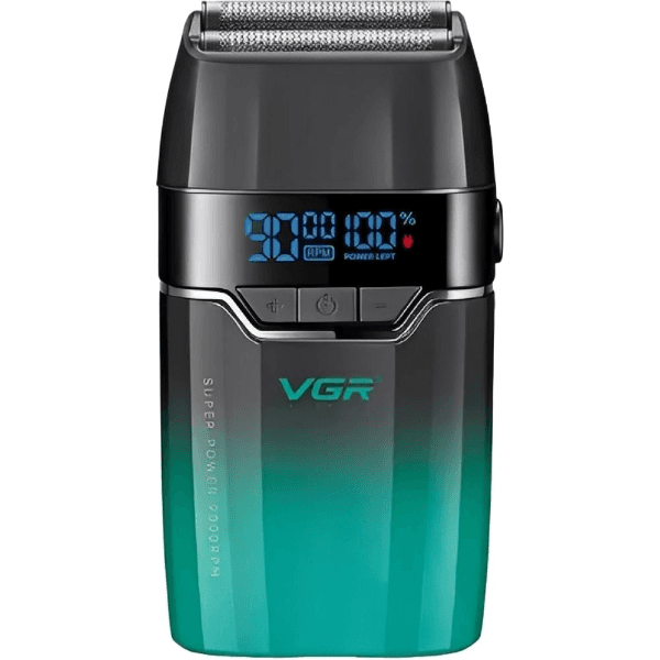Anúncio: Barbeador Eletrico VGR Voyager V-308 / 9000Rpm / Recarregavel / Com Acessórios - Preto/Verde
