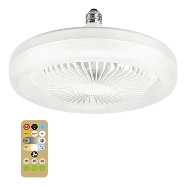 Anúncio: Mini Ventilador de Teto Com LED Mini Fan / 30W / 3 Velocidades / Com Controle Remoto / 3000K-6500K / 220V ~ 50Hz - Branco