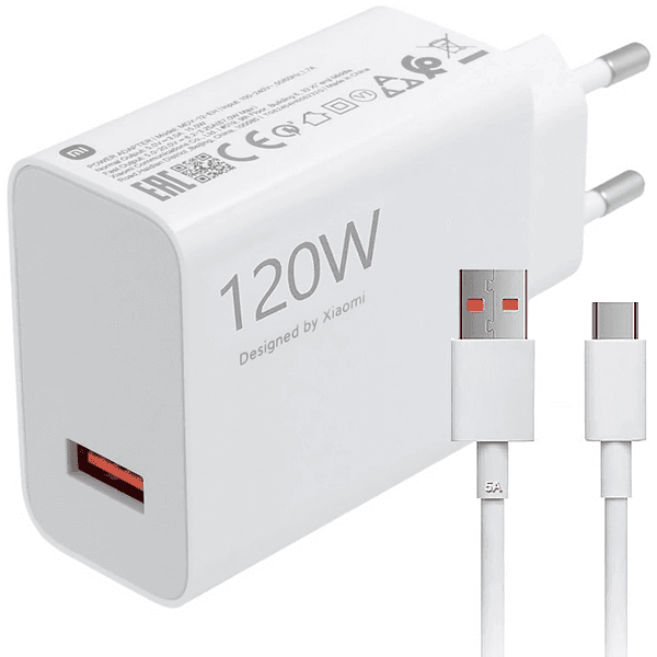 Anúncio: Carregador / Adaptador de Parede Xiaomi HyperCharge Combo MDY-14-EE / 120W / USB-A Com Cabo Incluído USB-A - USB-C - Branco
