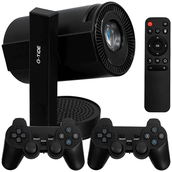 Anúncio: Mini Game Projetor G-Tide PJ10 / 130 ANSI Lúmens / HD / Wi-Fi / Bluetooth / Com 2 Controles / Bivolt - Preto