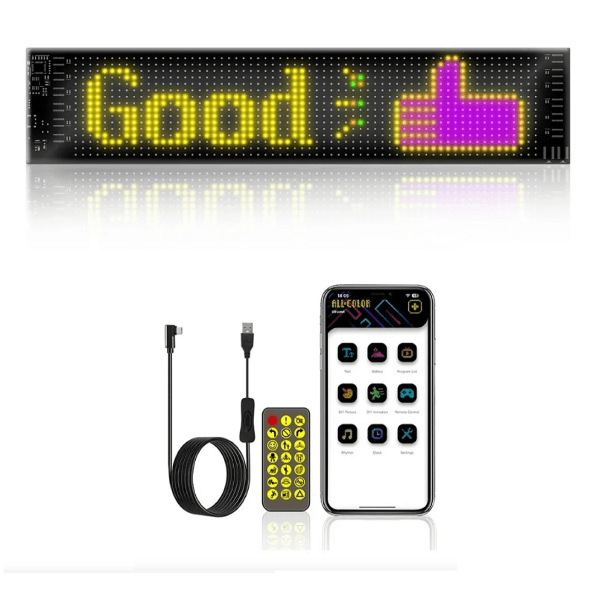 Anúncio: Letrero Painel LED Programável Matrix Para Carro ABC A3123 / 192x898MM / 5V 2A / RGB Light / Com Controle Remoto e APP