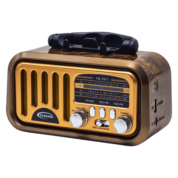 Anúncio: Radio Yuegan Portatil YG-7071 / FM / AM / MP3 / USB / TF - Marrom