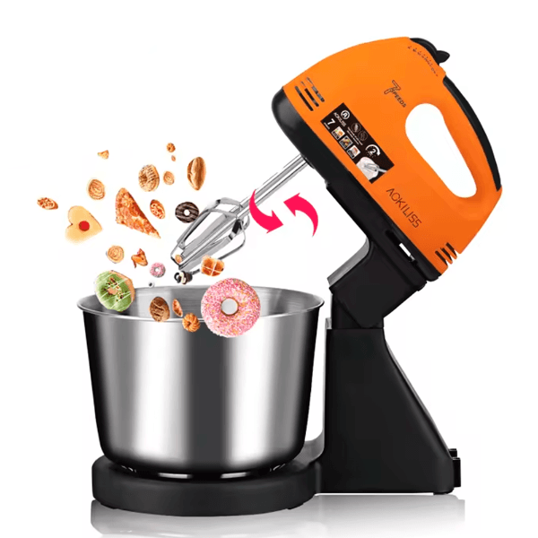 Anúncio: Mini Batedeira Eletrica Ackiliss ACL-6637O Com Bowl / 270W / 7 Velocidades / 220-240V ~ 50/60Hz - Laranja/Preto