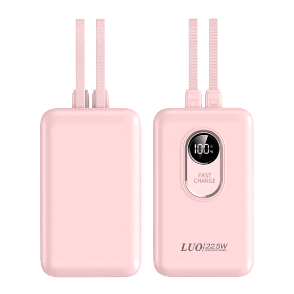 Anúncio: Carregador Portátil PowerBank Luo LU-6088 / 12000mAh / 22.5W / USB-A / USB-C X2 / Com cabo Embutido Lightning - USB-C - Rosa