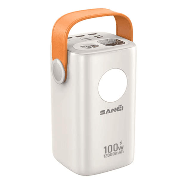 Anúncio: Carregador Portatil PowerBank Sanci SC-DY4723 / 120000mAh / 100W / 3X USB-A / 2X USB-C / 1X DC / Com Lanterna - Bege