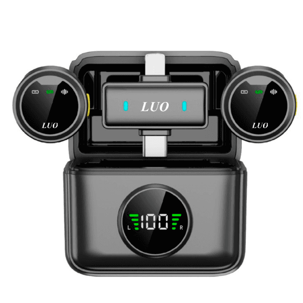 Anúncio: Microfone Sem Fio Luo LU-B26 para Smartphone / 2 Microfones / USB-C e Lightning - Preto