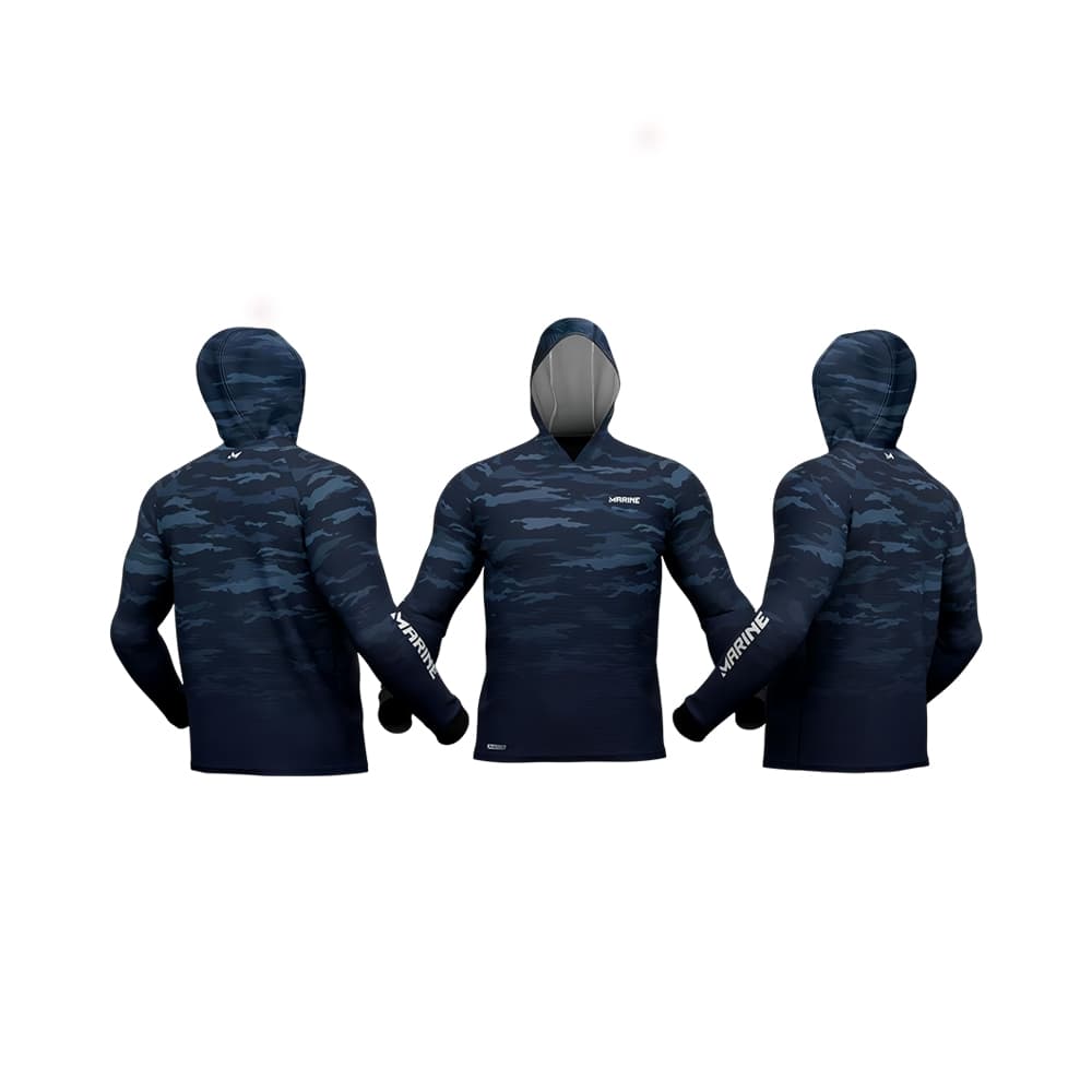 Anúncio: CAMISA DE PESCA MARINE CAMMO CON CAPUCHA AZUL