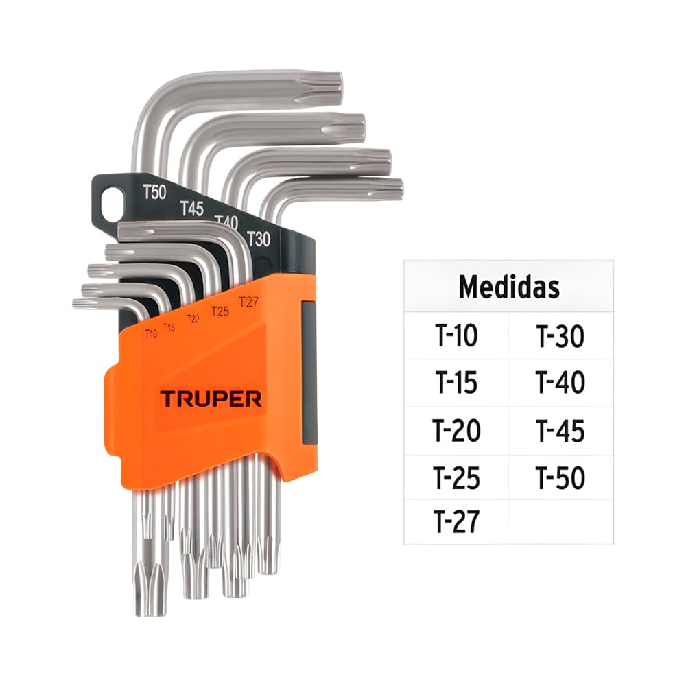 Anúncio: KIT DE LLAVE TORX TIPO ALLEN TRUPER 15554 T10-T50 9 PIEZAS