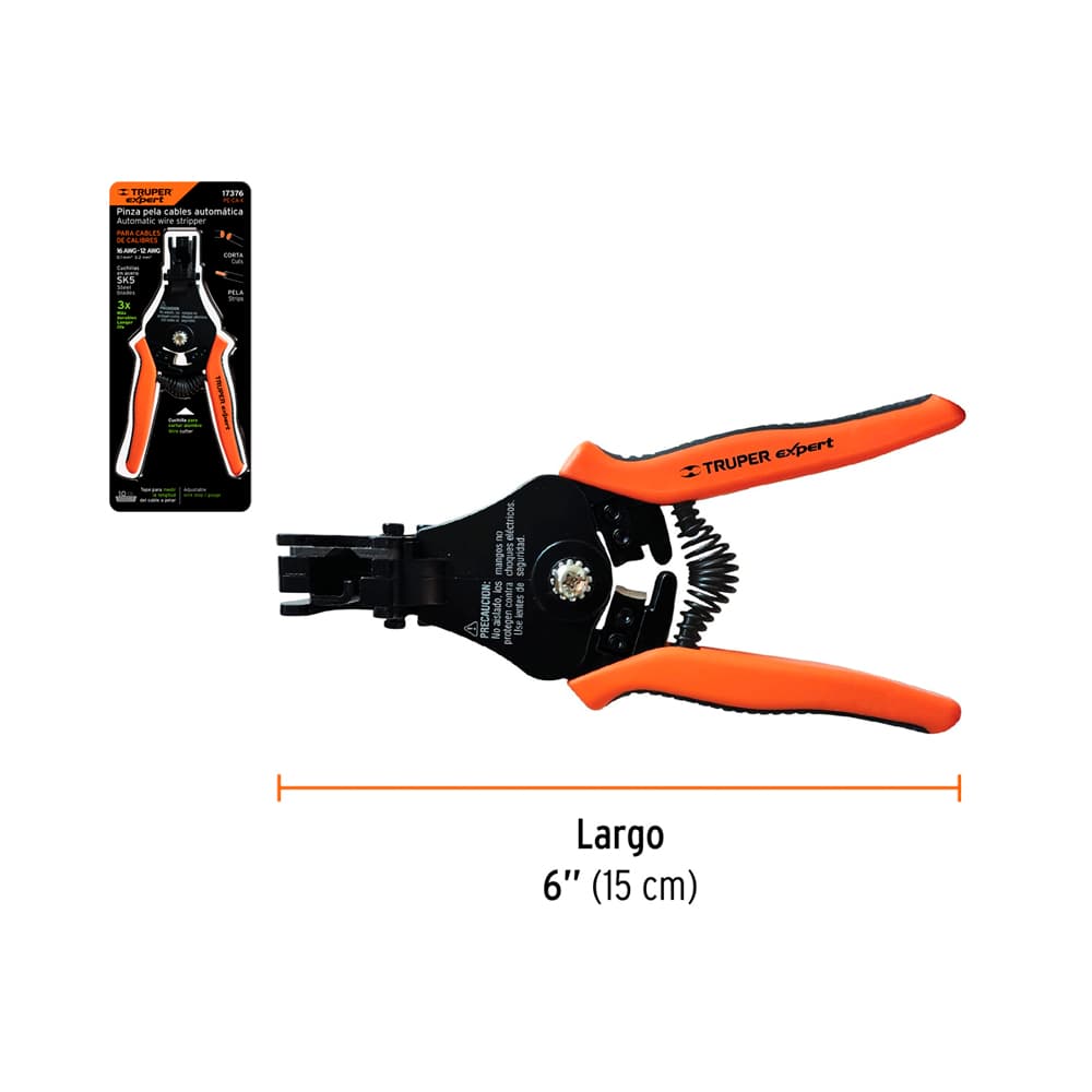 Anúncio: ALICATE PELACABLES AUTOMÁTICA DE PRECISIÓN TRUPER 17379 16-12AWG 15 CM