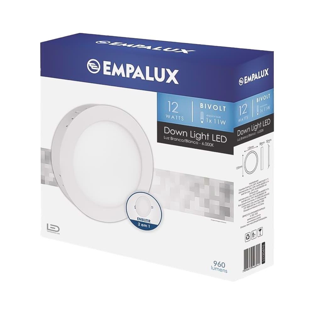 Anúncio: PANEL LED TASCHIBRA 720 LUMENS 12W / 6500K REDONDO