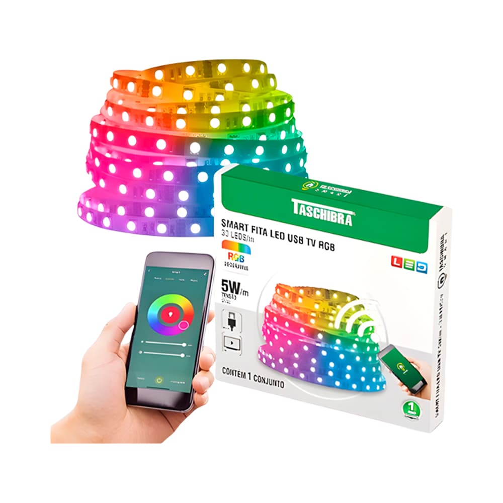 Anúncio: CINTA LED SMART TASCHIBRA USB 5W RGB 2M