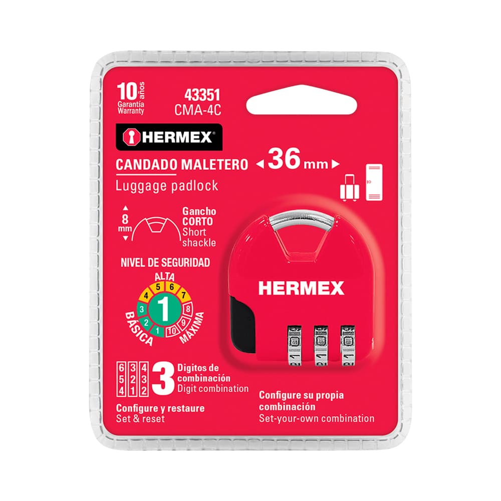 Anúncio: CANDADO DE COMBINACIÓN PARA MALETA HERMEX 43351 36 MM