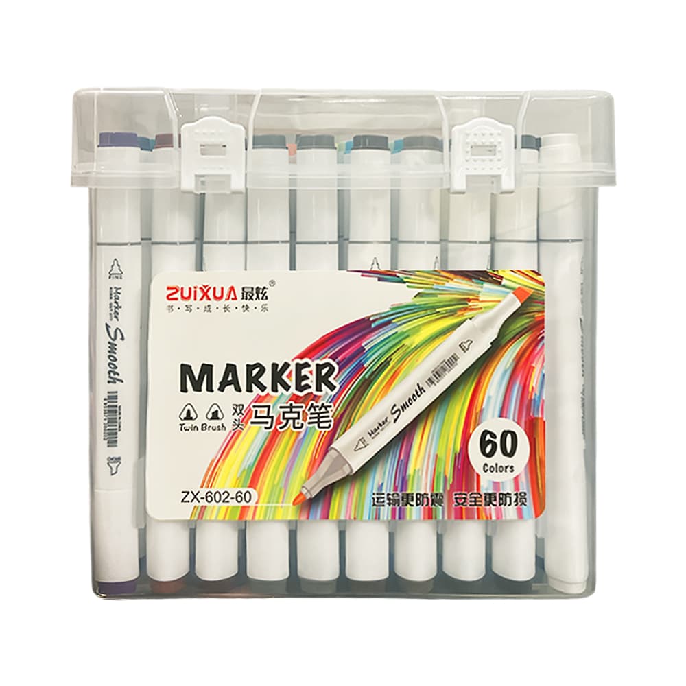 Anúncio: MARCADOR ZUIXUA MARKER SMOOTH DOBLE PUNTA ZX-602-60 60 UNIDADES