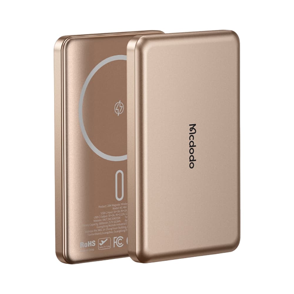 Anúncio: CARGADOR PORTÁTIL MAGNÉTICO MCDODO METAL ULTRA-THIN MC-4642 20 W 5.000 MAH GOLD