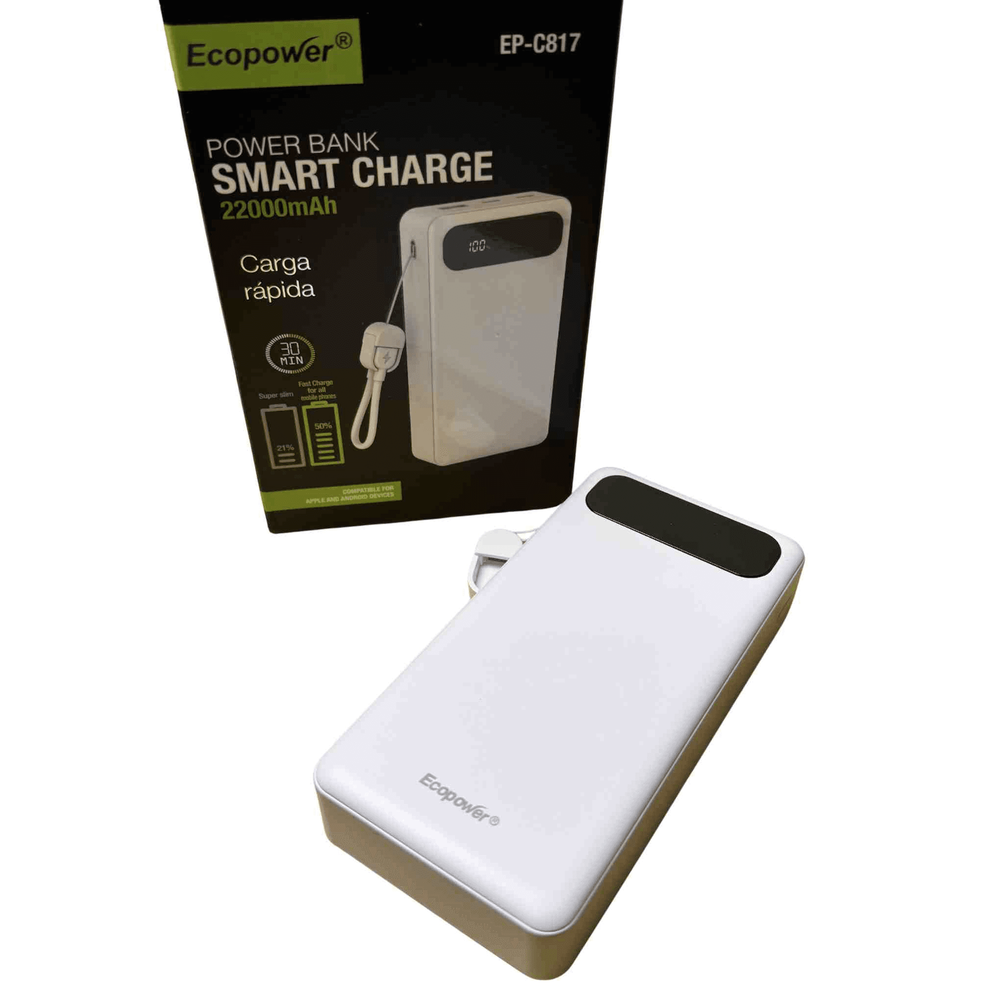 Anúncio: Ecopower Cargador Portatil EP-C817 22000MAH Blanco