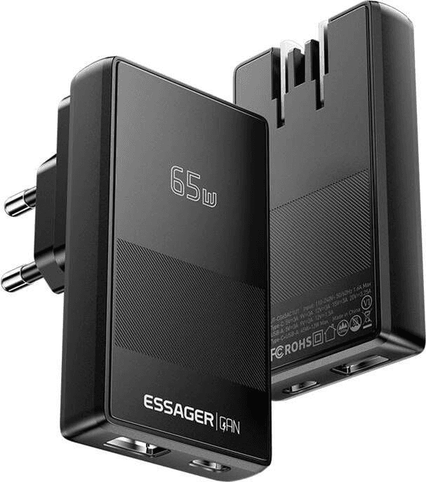 Anúncio: Essager Cargador Fuente ECT65W-YNB01-Z USB A/2USB-C 65W Black