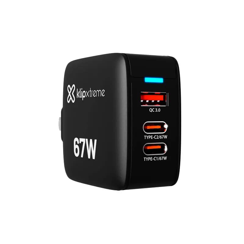 Anúncio: Klip Cargador KMC-500 Powerwall 67 USB-C X2/USB-A S/cable Black