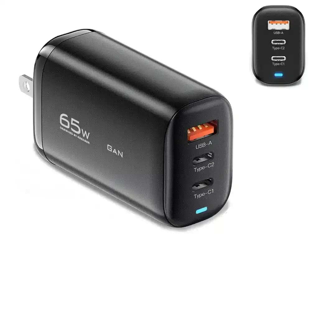 Anúncio: Essager Cargador ECTAC-DYB01-Z Usb-a + 2 Tipo USB-C Black