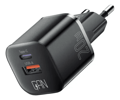 Anúncio: Essager Cargador Fuente ECT20W-ZGB01-P USB A/type C 20W Black