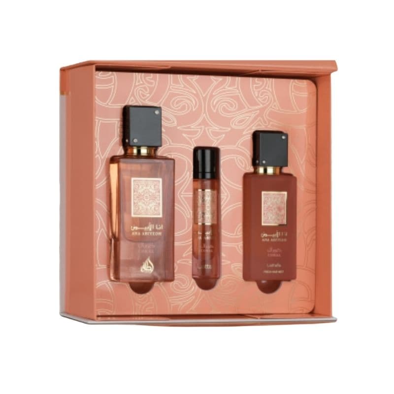 Anúncio: LATTAFA KIT ANA ABIYEDH CORAL 60ML+12ML+HAIRMIST