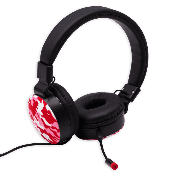 Anúncio: Fone de Ouvido Game Com Fio Headphone GM-014 Com Microfone 3.5MM / Cabo de 1.2 Metros - Camuflado Vermelho/Rosa
