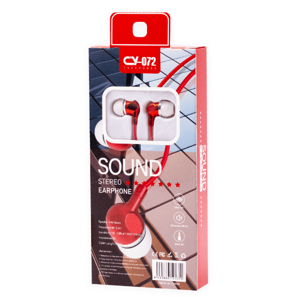 Anúncio: Fone de Ouvido Com Fio CY-072 Sound Stereo Earphones Aux 3.5MM - Vermelho
