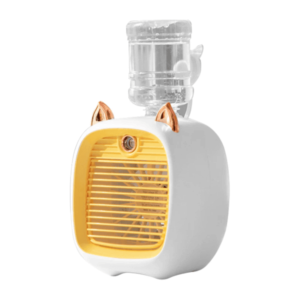 Anúncio: Mini Ventilador de Ar Refrigerado Little Fox FC-6602A Portatil / 1200Mah / Recarregavel - Branco/Amarelo