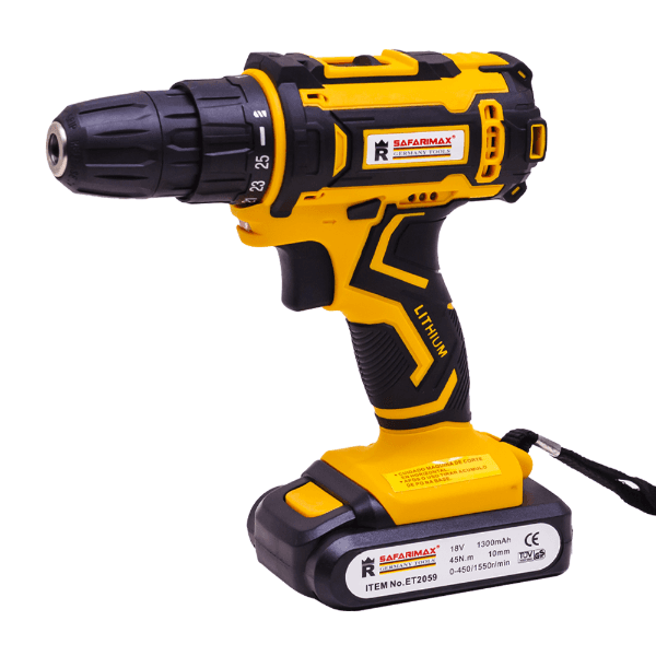 Anúncio: Furadeira Eletrica Safarimax ET2059 / 1300Mah / 1550RPM / 18V - Amarelo/Preto