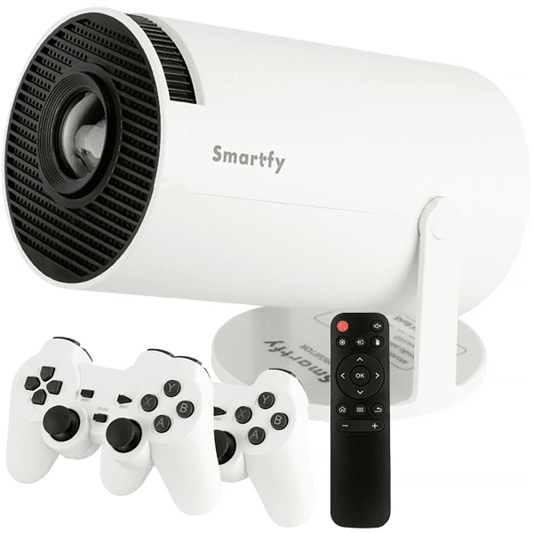 Anúncio: Game Projetor Smartfy PJ01W / Com 2 Controles / HDM / USB / 4K / Wi-Fi / Bivolt - Branco