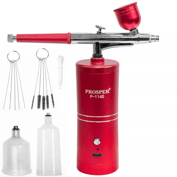Anúncio: Aerografo Prosper P-1140 + Compressor de Ar / Recarregavel - Vermelho