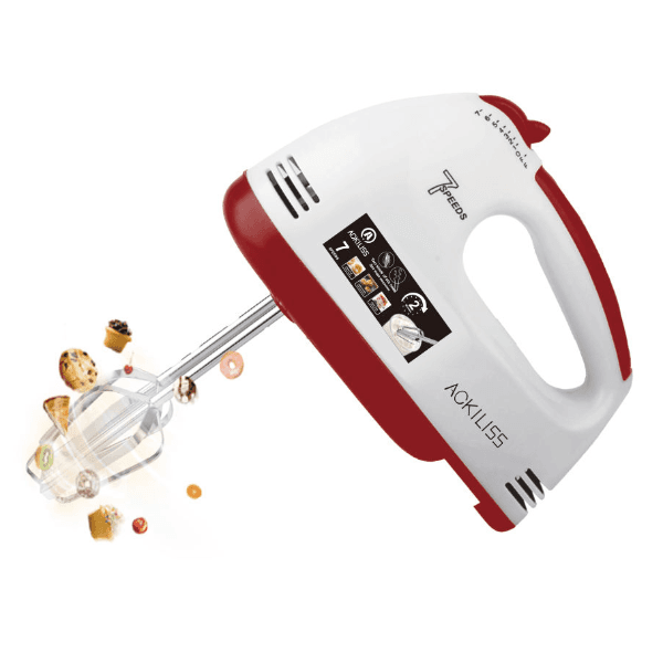 Anúncio: Mini Batedeira Eletrica Ackiliss ACL-6633 Sem Bowl / 270W / 7 Velocidades / 220-240V ~ 50/60Hz - Branco/Vermelho