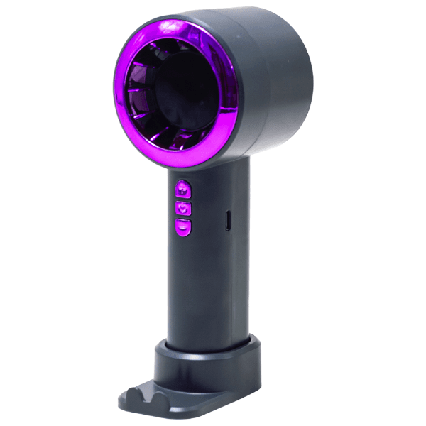 Anúncio: Mini Ventilador Portátil Hengda YQ10526 / 5 Velocidades / Recarregavel - Cinza/Roxo