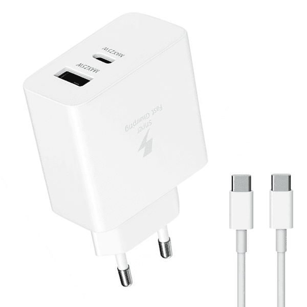 Anúncio: Carregador / Adaptador de Parede Samsung 35W / Dual Port (USB-C / USB-A) + Cabo USB-C - USB-C - Branco