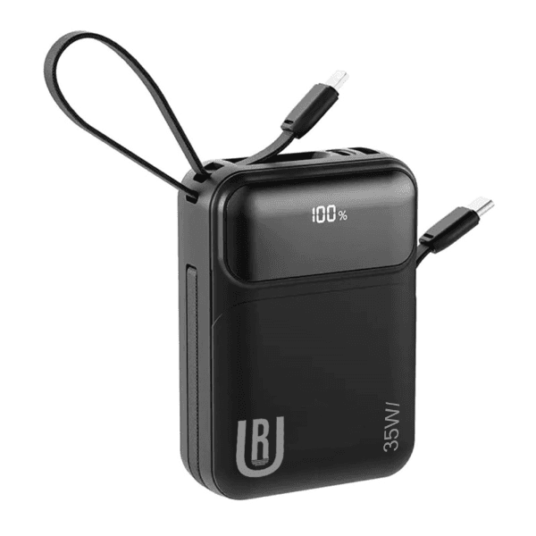 Anúncio: Carregador Portátil PowerBank UR UP-23 / 4 Em 1 / 10000mAh / 35W / USB / USB-C Com cabo Embutido USB-C - Lightning - Preto