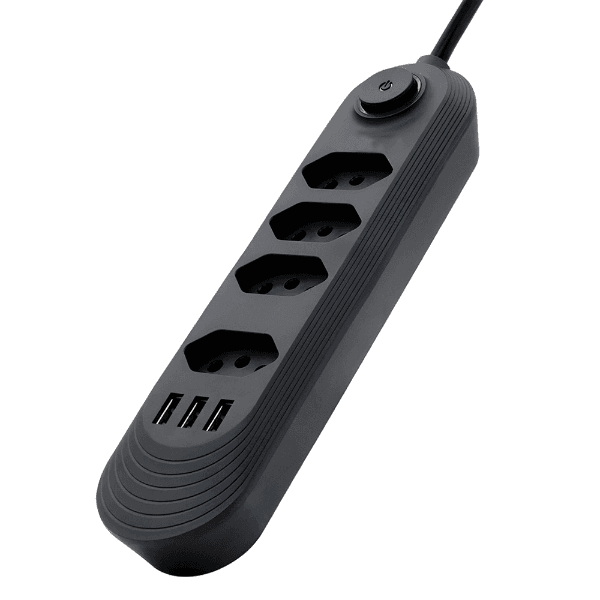 Anúncio: Filtro de Linha / Extensão Eletrica New Times Com 4 Tomadas + 3 Tomadas USB-A / 2500W / 10A / 110-220V - Preto