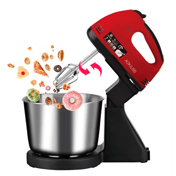 Anúncio: Mini Batedeira Eletrica Ackiliss ACL-6637R Com Bowl / 270W / 7 Velocidades / 220-240V ~ 50/60Hz - Preto/Vermelho