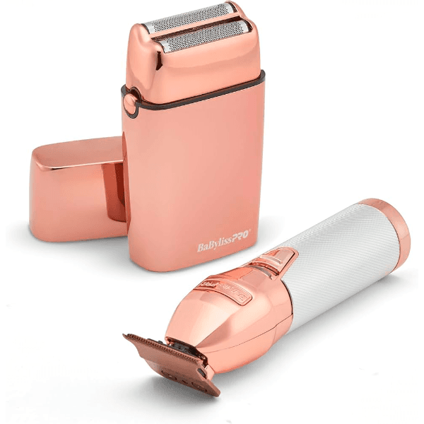 Anúncio: Kit Aparador de Cabelo Trimmer Babyliss Pro Limited FX / 7200Rpm + Shaver Barbeador Babyliss Pro / 9500Rpm / Com Acessorios / Recarregavel - Rose Gold